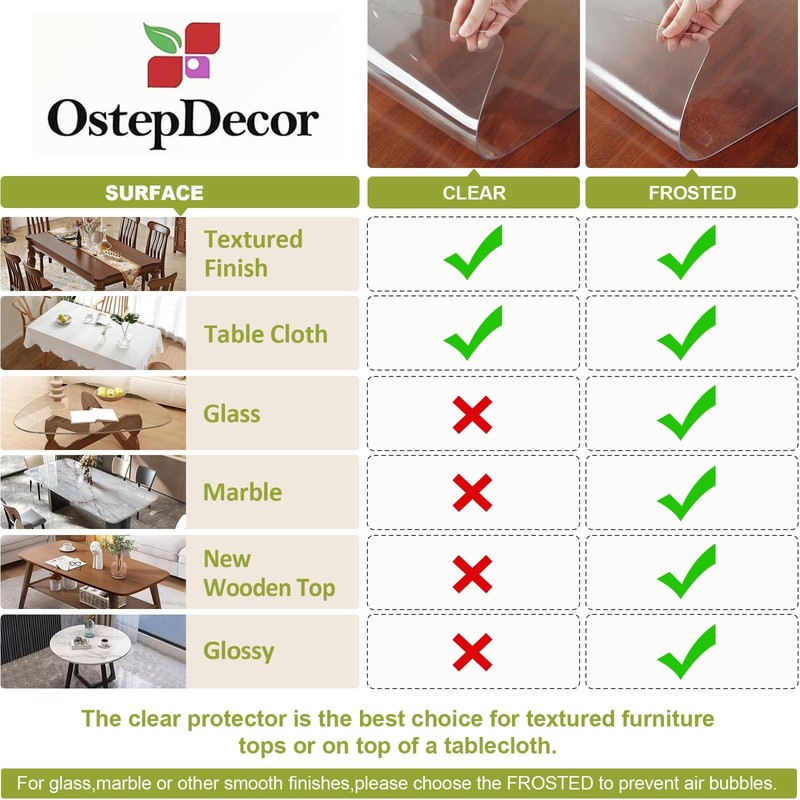 Clear Table Protector 30 x 60 Inch, 2mm Thick Plastic Table Cover, Waterproof... gallery