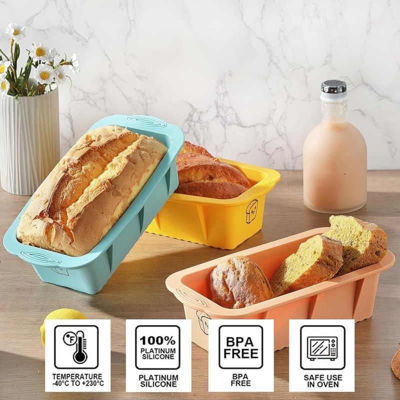 3PCS Silicone Bread Loaf Pan: Non-Stick, Easy Release, Dishwasher Safe gallery