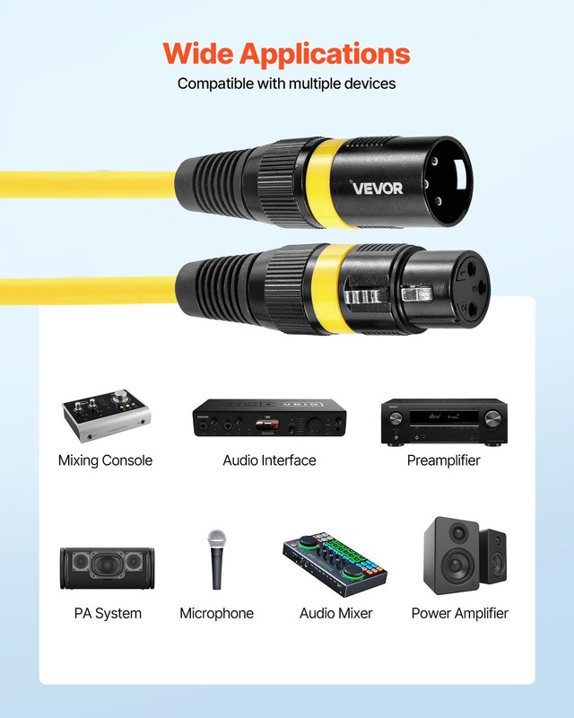 XLR Cable 6.5 ft, 10 Pack, Shielded Balanced DMX Male to Female Microphone Cable gallery