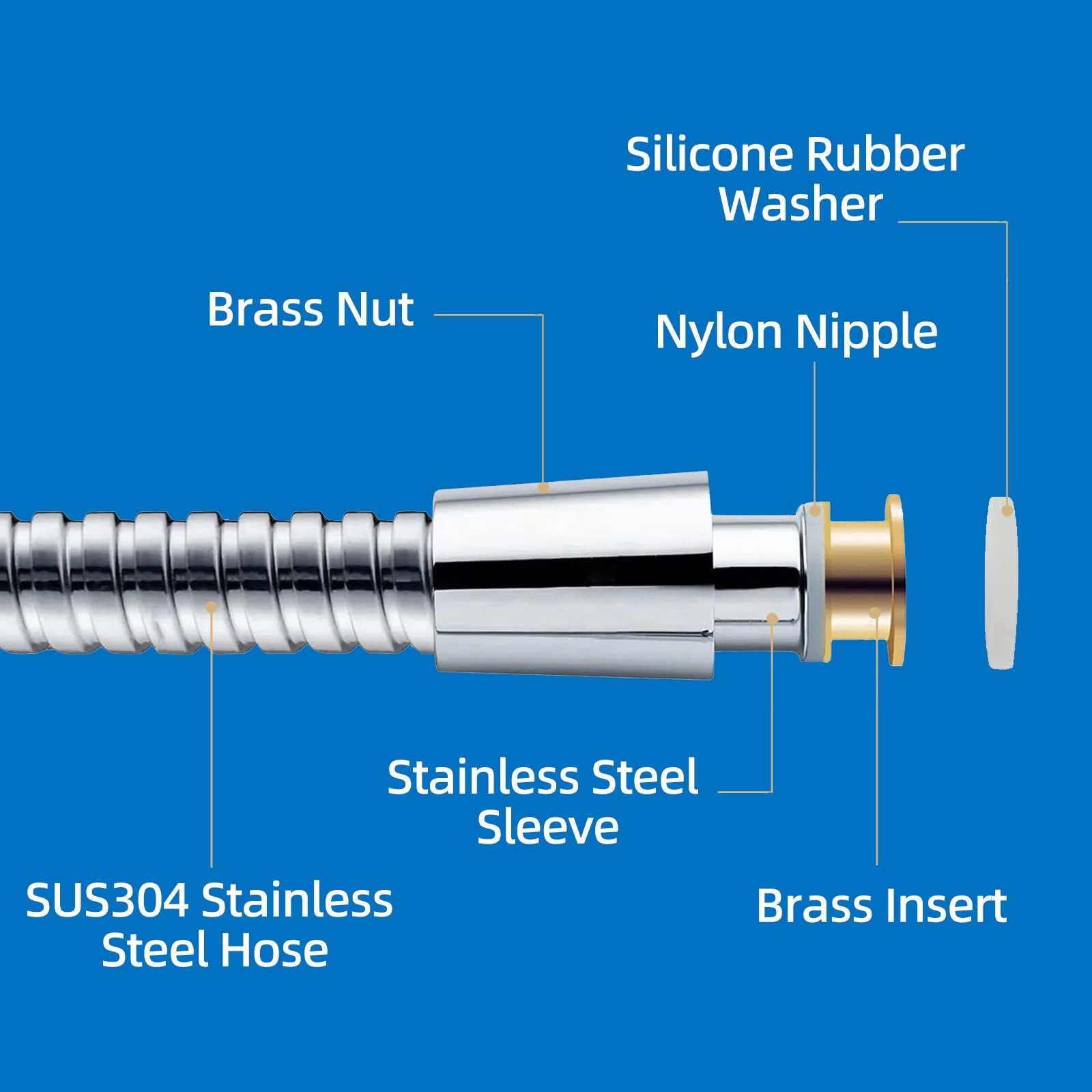 Shower Hose, 79 Inches Shower Hose Extra Long, Premium 304 Stainless Steel gallery