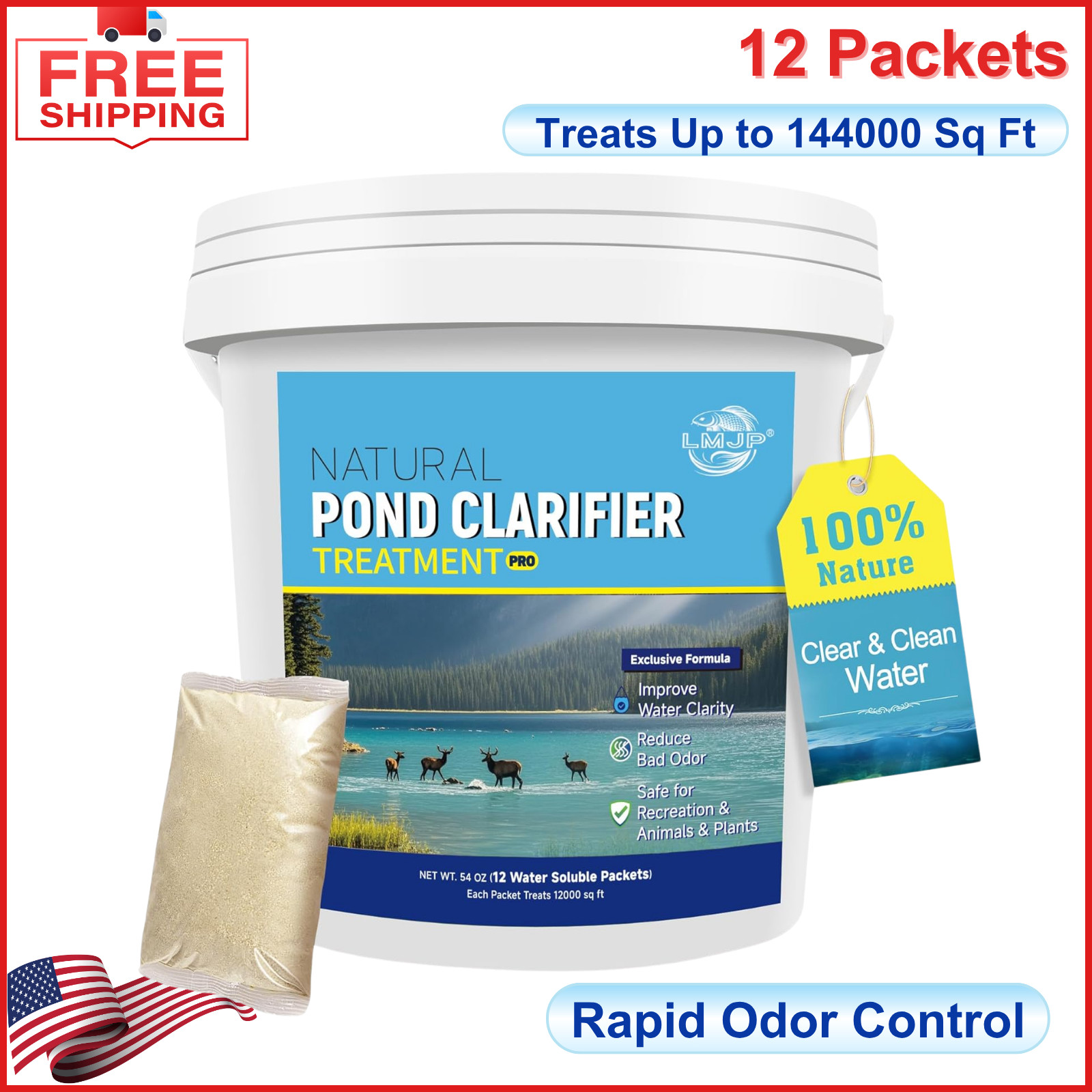 Pond Clarifier Treatment – 12 Packets Natural Pond Water Clear for Outdoor Lakes gallery
