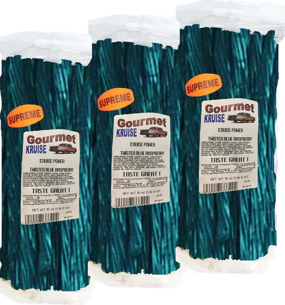 Blue Raspberry Licorice Twist 3-1lb Bags (3 Pack) (NET WT 48 OZ) Gourmet Kruise® gallery