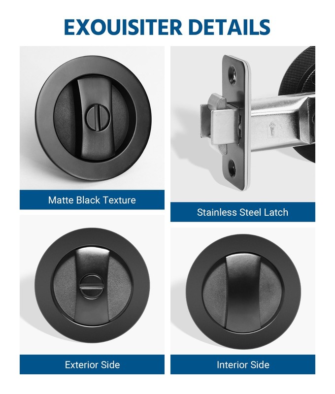 1PC-Embedded Folding Pocket Door Lock with Adjustable Latch for 2-3/8" Backset gallery