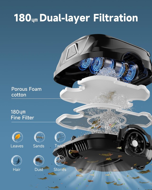 2026 Upgraded A1 Robotic Pool Vacuum for Above Ground Pools 120-Min Runtime gallery