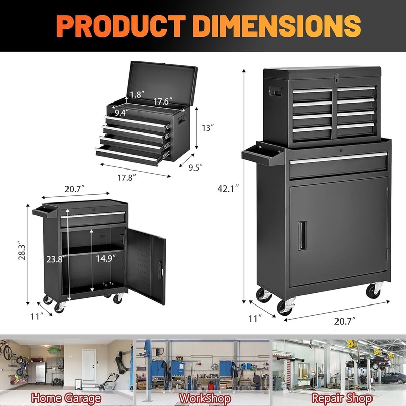 Rolling Tool Chest with Drawers Tool Organization Box Storage Cabinet for Garage gallery