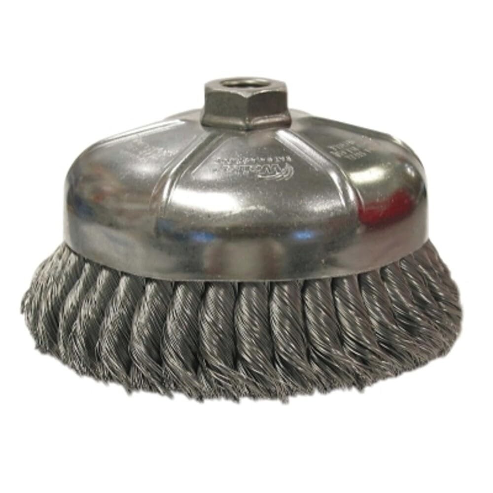 12476 6" Single Row Knot Wire Cup Brush, .023" Stainless Steel Fill, 5/8"-11 ... gallery