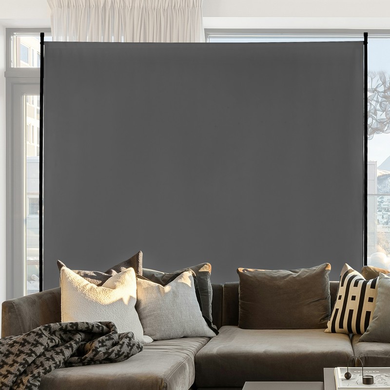 6FT Room Divider Single Panel Fabric Room Screen for Office Bedroom Grey gallery