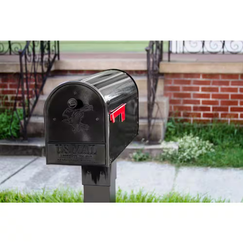 Black Large Outback Double Door Post Mount Mailbox Steel Mount Brass Mailboxes gallery