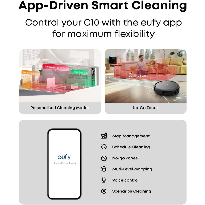 eufy refurbished C10 Robot Vacuum Self Emptying, Advanced Smart Mapping gallery