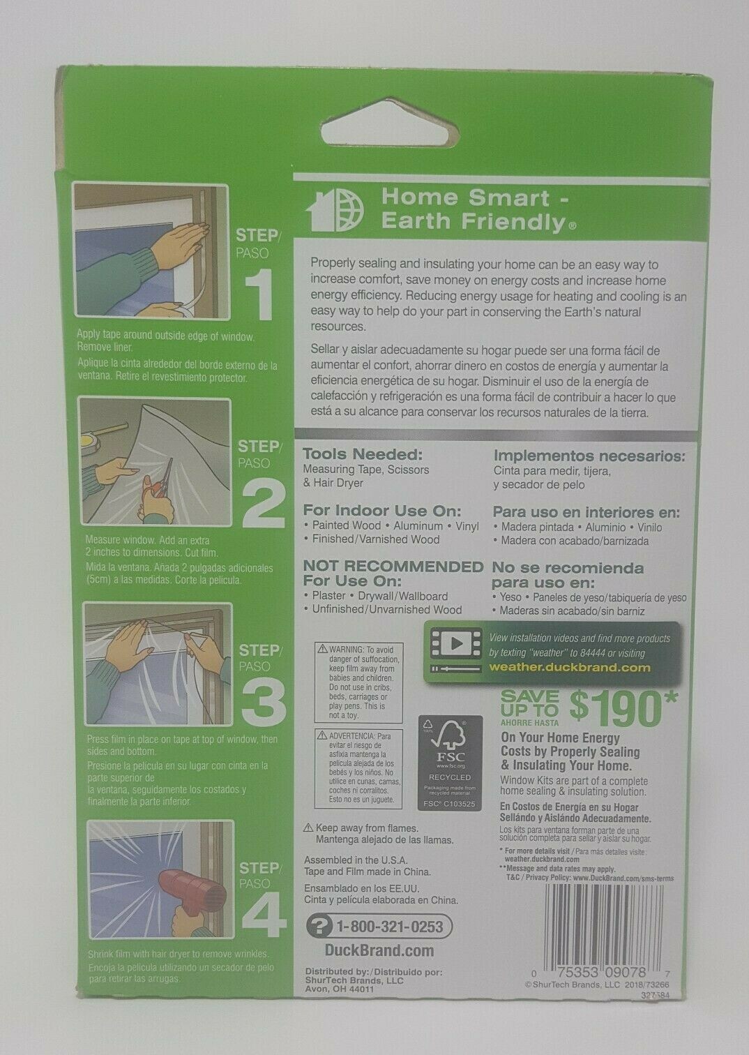 Duck 62 in. x 420 in. Window Kit Crystal Clear Insulating Shrink Film (10-Pack) gallery