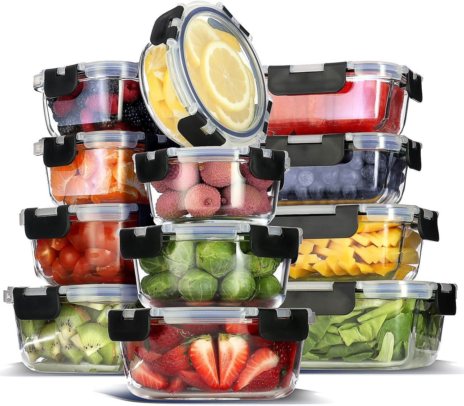 24pc Glass Storage Containers with Lids, 12 Set Glass Food Storage Containers wi gallery