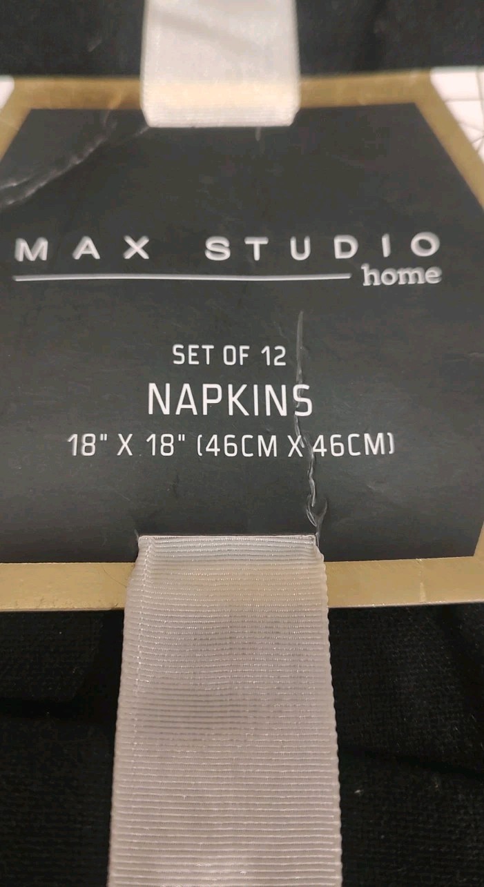 Max Studio HOME Napkins (12) BLACK ORANGE KHAKI 18 X 18 NIP gallery