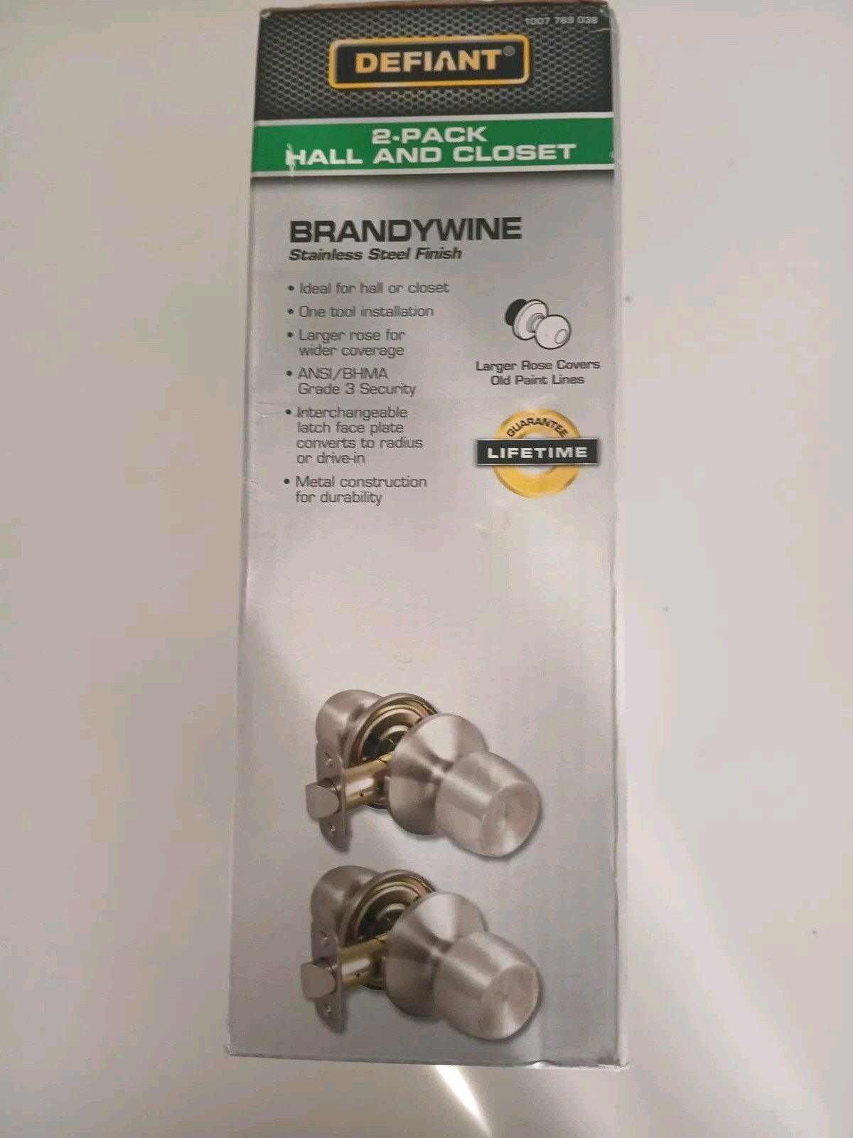 Defiant Brandywine Hall & Closet Door Knob 2 Pack Stainless Steel Finish New gallery