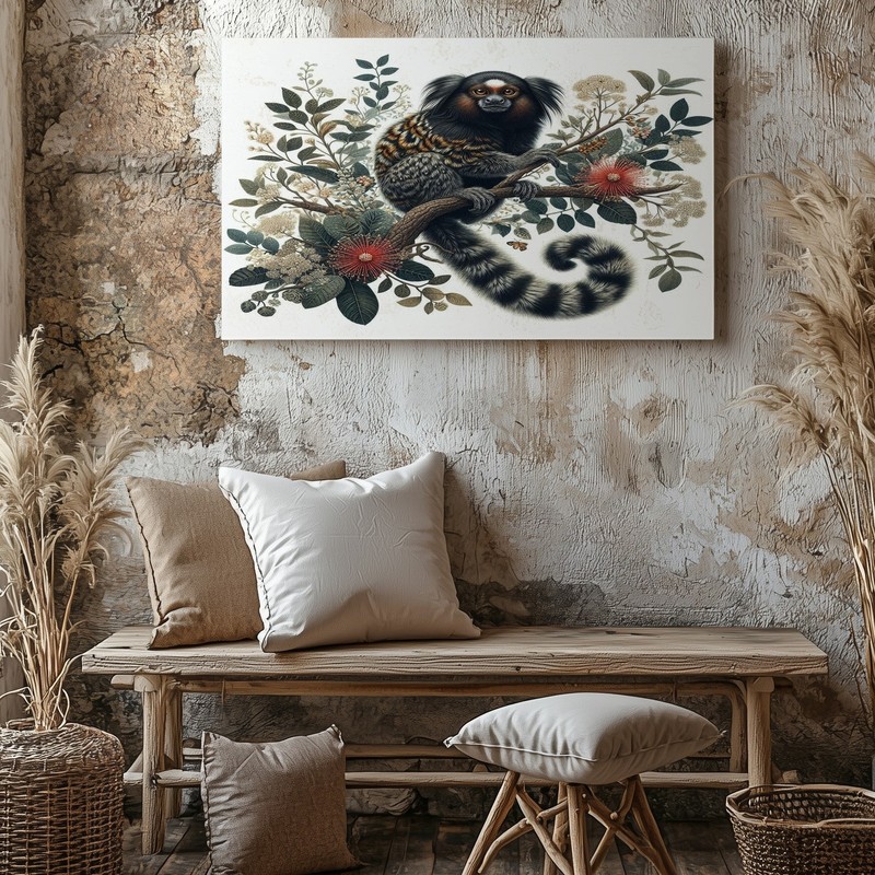 Exotic Small Monkey Wildlife Canvas Wall Art Nature Animal Branch Tropical Print gallery