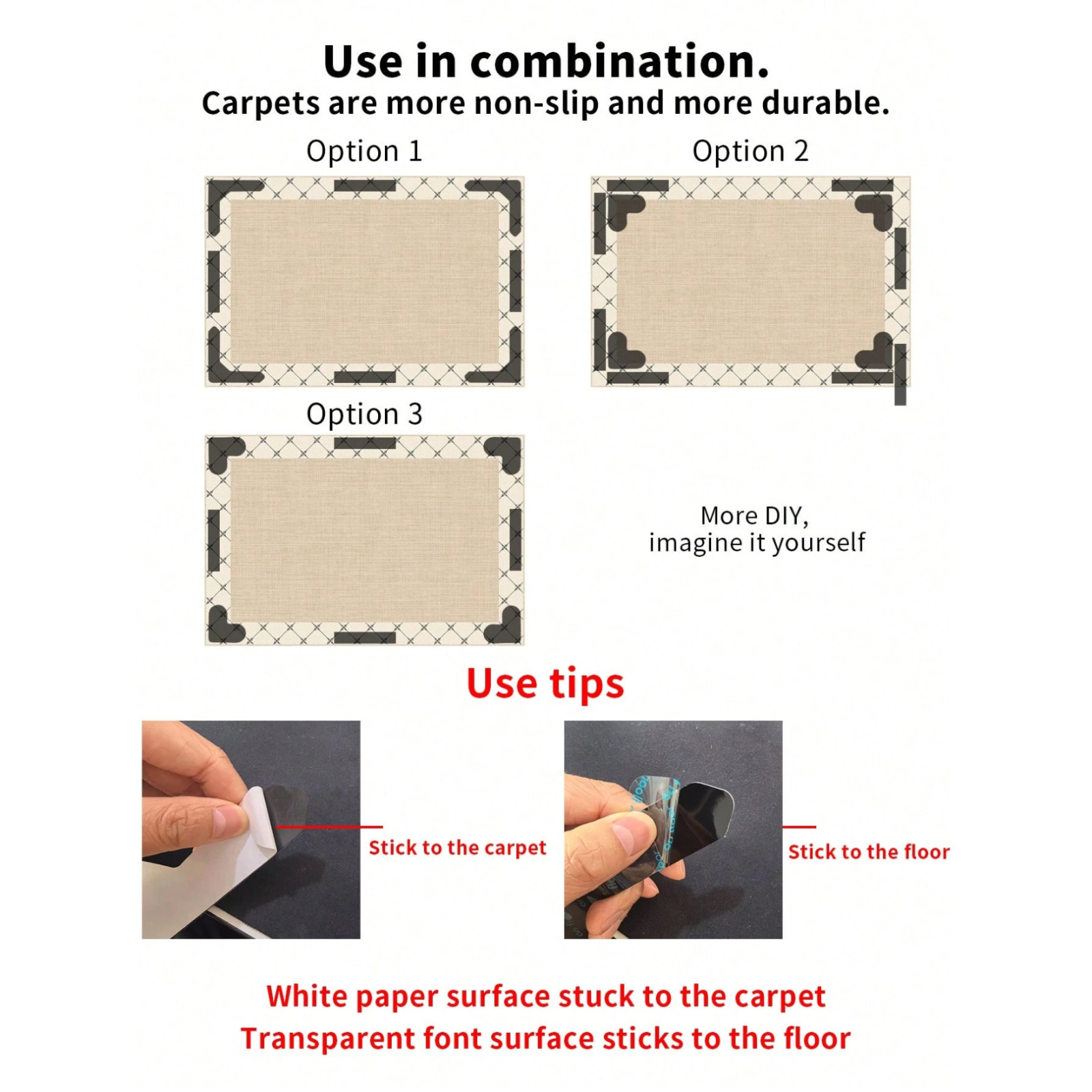 Anti-Slip Adhesive Carpet Mat Fixation Grippers Tape Reusable PU Rug Holder Tape gallery