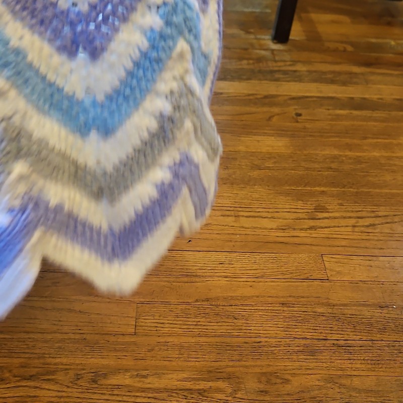 Handmade Crochet Chevron Sofa Throw Blanket Large White Blue Purple Gray gallery