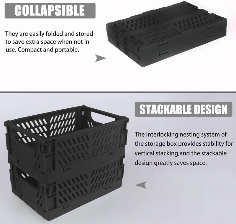 2-Pack Mini Foldable Plastic Storage Box Mini Plastic Baskets for Organizing and gallery