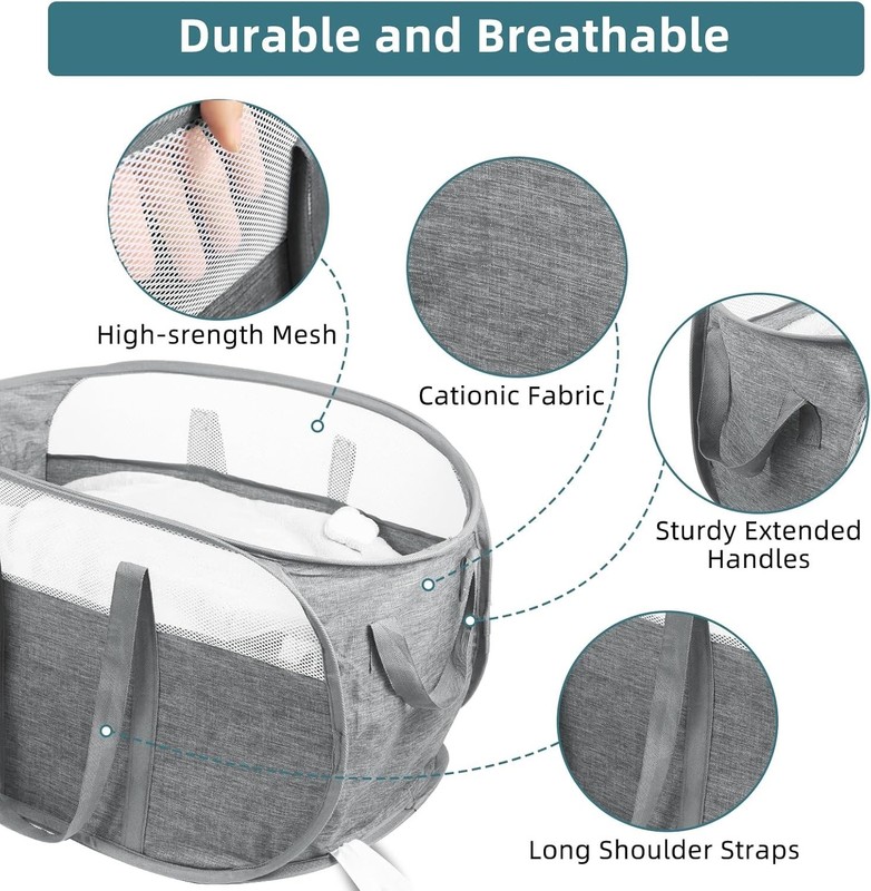 Collapsible Laundry Baskets, Tear Proof Pop Up Laundry Hamper with Dual Handl... gallery
