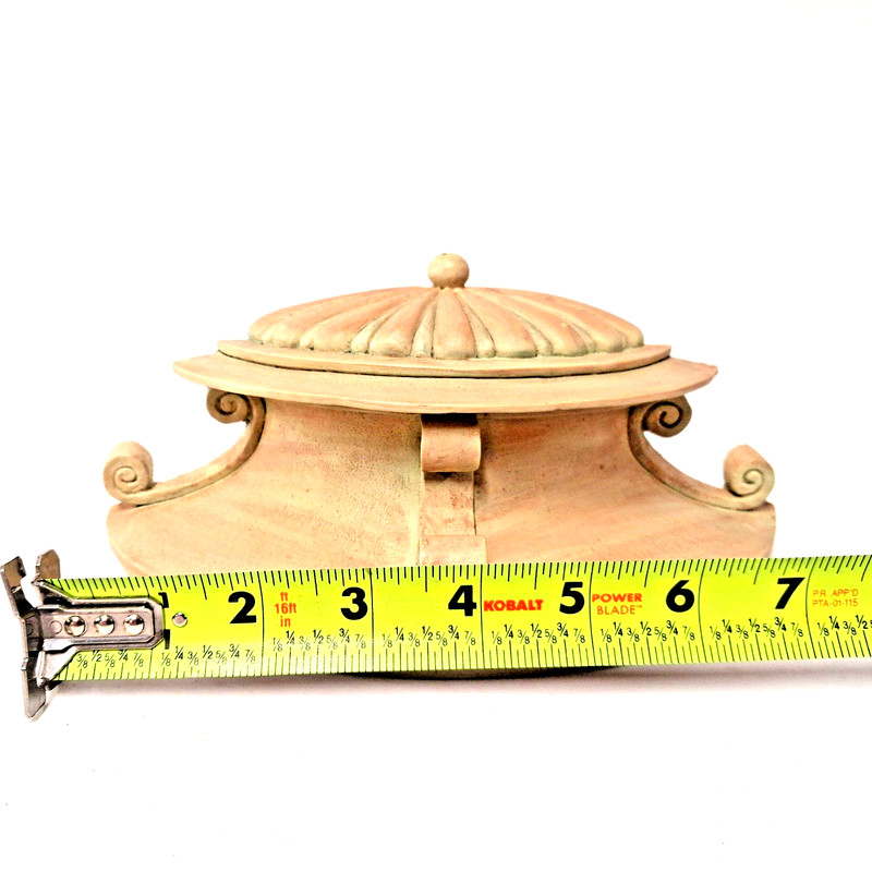 Pair Decorative Lidded Urn Boxes Scroll Handle Mantel Trinket Storage Vintage gallery
