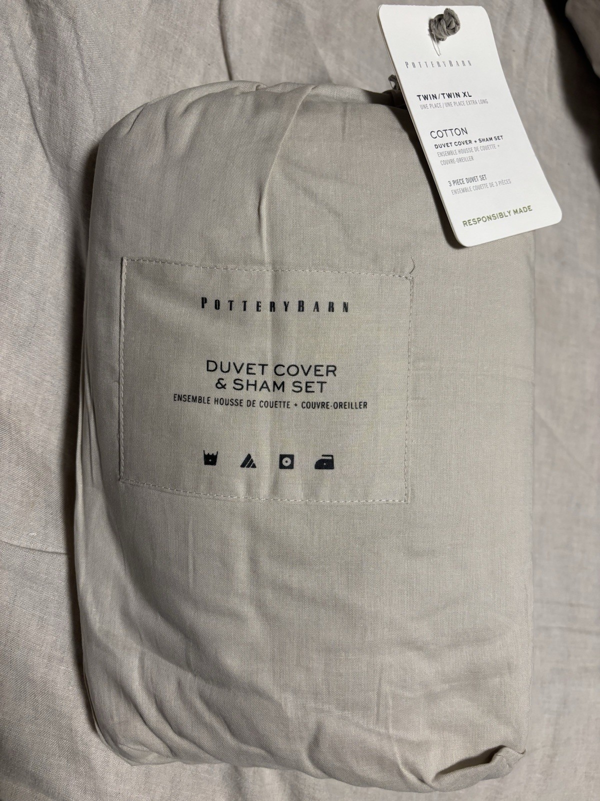 Pottery Barn 3-pc Cotton Duvet Cover & Sham Set Twin/twin Xl Flax gallery