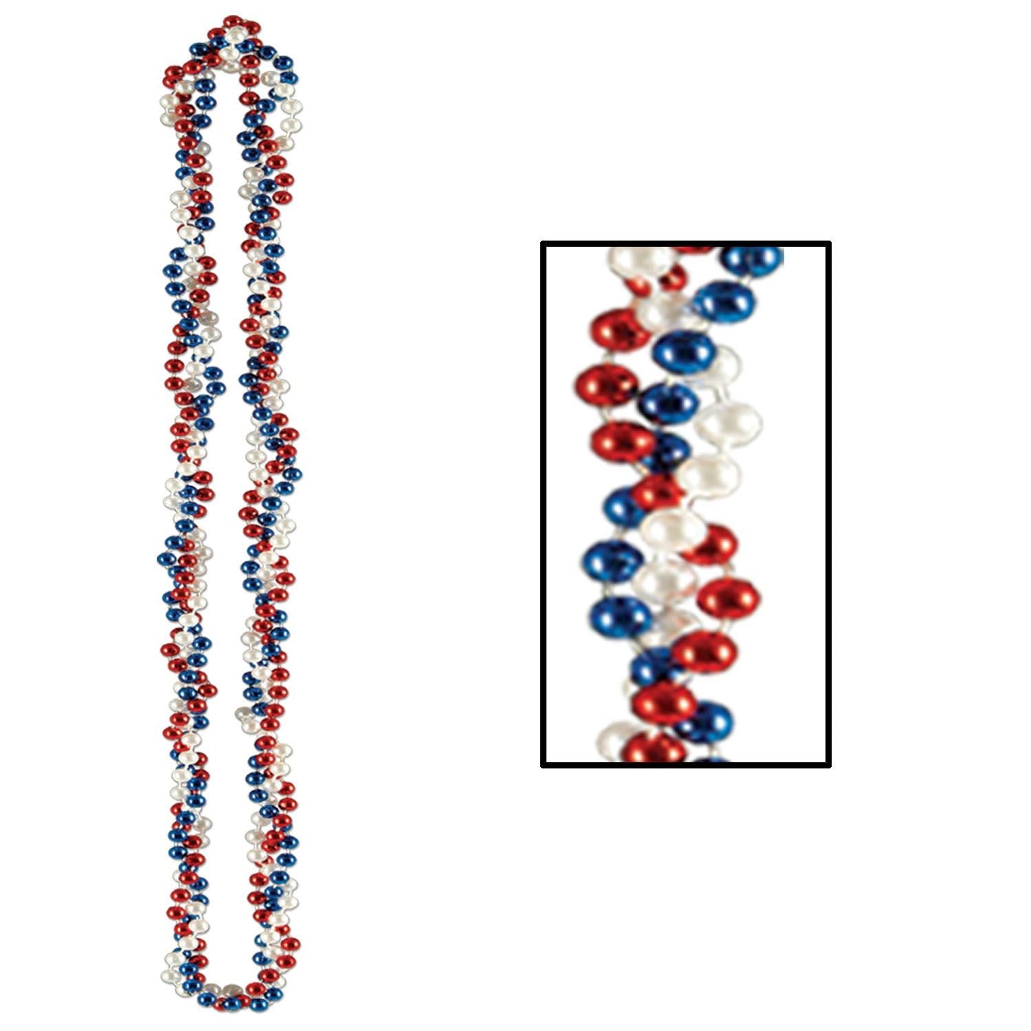 Beistle Red, White, and Blue Braided Beads - Patriotic | Party Supply gallery