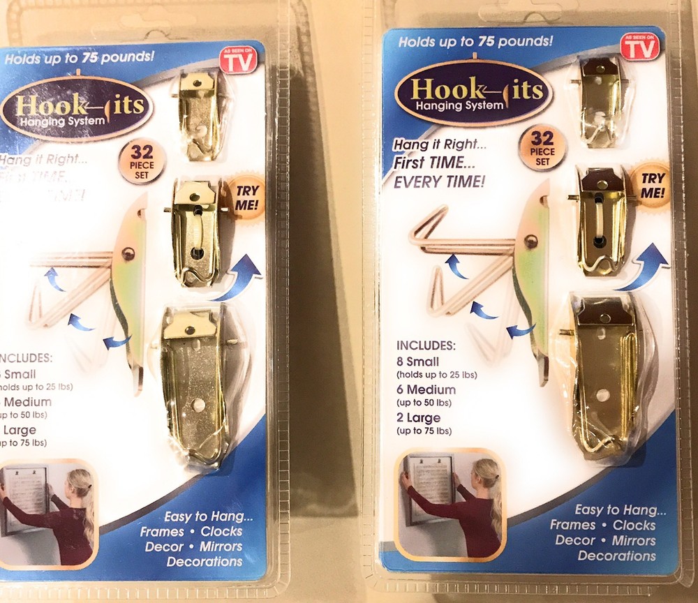 (2)-Hook-its Wall Hanging System 32 Piece Set Holds Up To 75 LBS As Seen On TV 