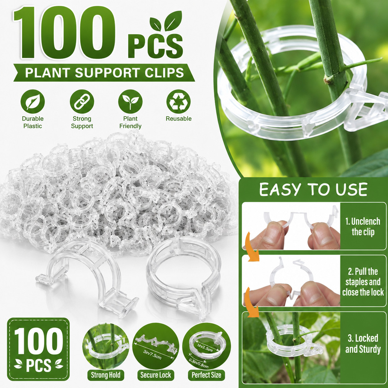100Pcs Plant Support Clips Tomato Veggie Garden For Trellis Twine Greenhouse gallery
