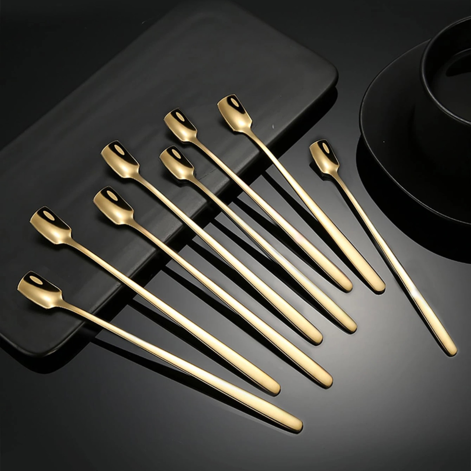 5x Stainless Steel Long Handle Cocktail Stirring Spoons Coffee Tea Bar Mixing 6" gallery