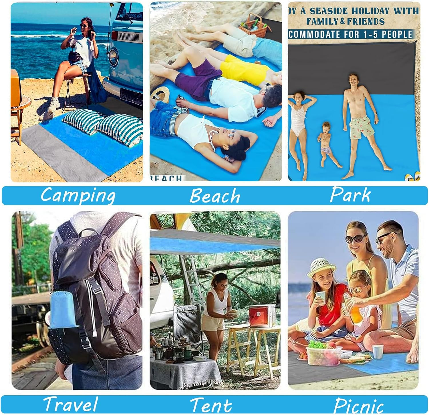 Beach Blanket Sandproof Waterproof, Beach Essentials Extra Large Beach Mat, 7... gallery