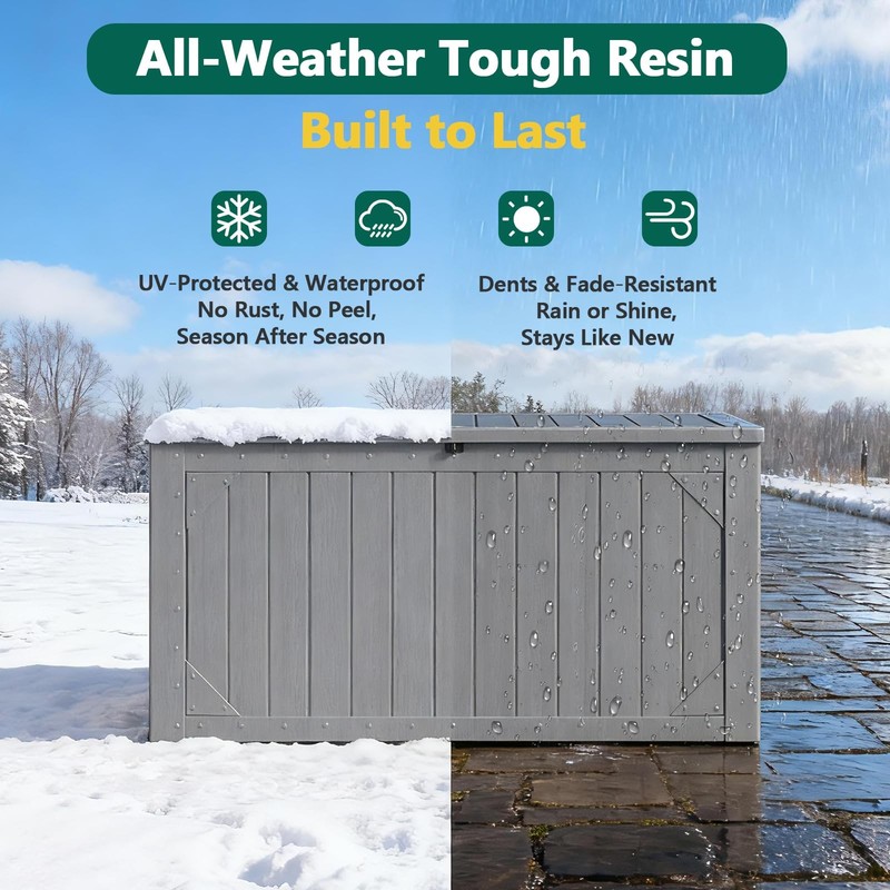MAKE CHANGES 100 Gallon Outdoor Storage Box, Waterproof 100 Gallon, Grey gallery