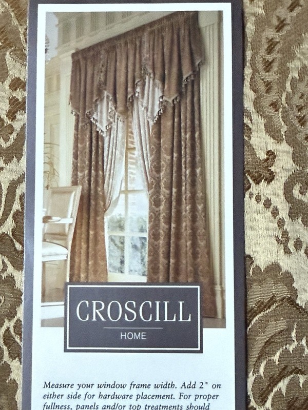 1 NEW Croscill Home *GOLD Lavish TAILORED Curtain PANEL 40” W X 84" L Damask gallery
