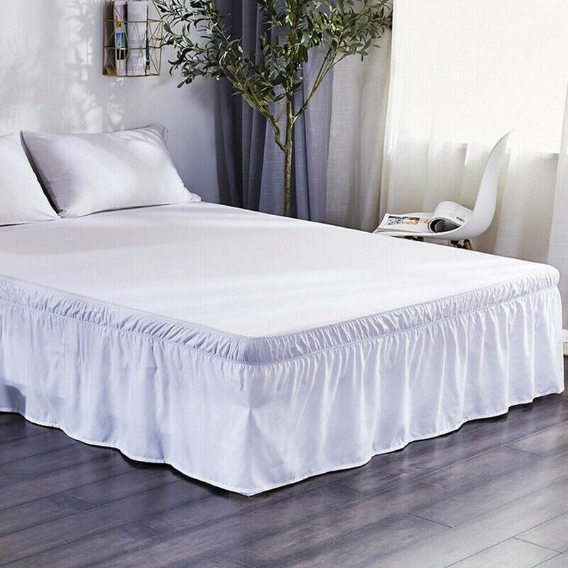 16'' Solid Elastic Bed Skirt Dust Ruffle Pleat Wrap Around Bedding Spread Cover gallery