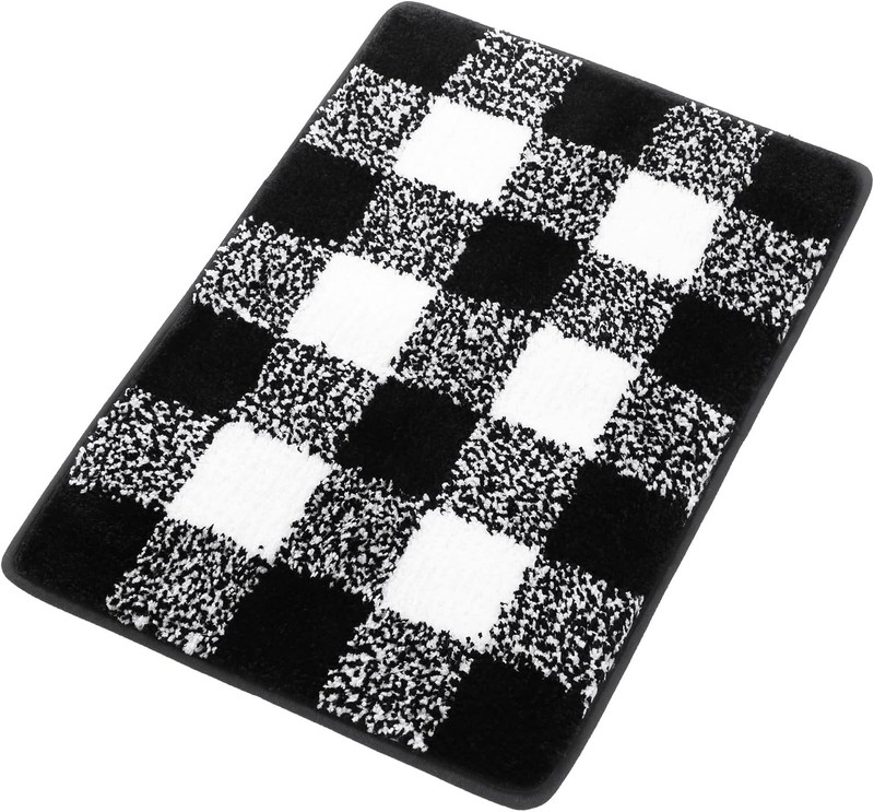 PiccoCasa Microfiber Plaid Pattern Bathroom Rugs+LINLA Indoor Doormat,Mud Mat gallery