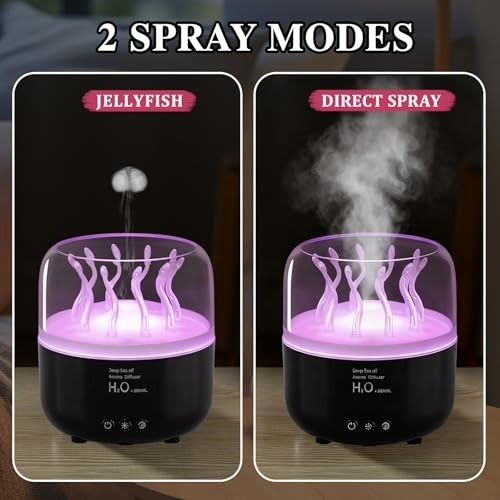 "280ml Jellyfish Humidifier & Essential Oil Diffuser with Remote, 7 Color Lights gallery