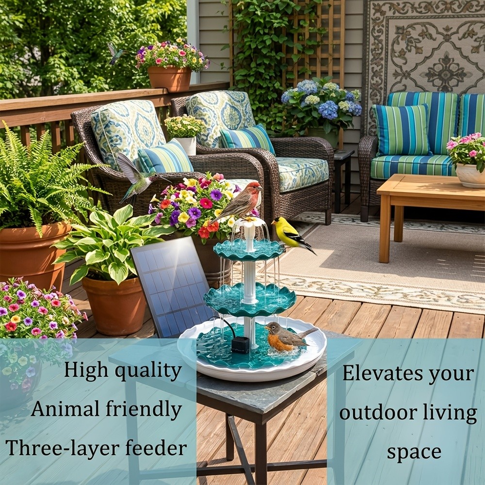 IPX8, Three-tiered Solar-powered Bird Bath Fountain gallery