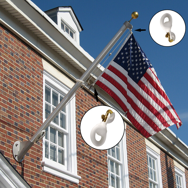 Anley Flag Accessory - 1 Pair White Rubber Coated Brass Swivel Snap Hook 3.3 In gallery