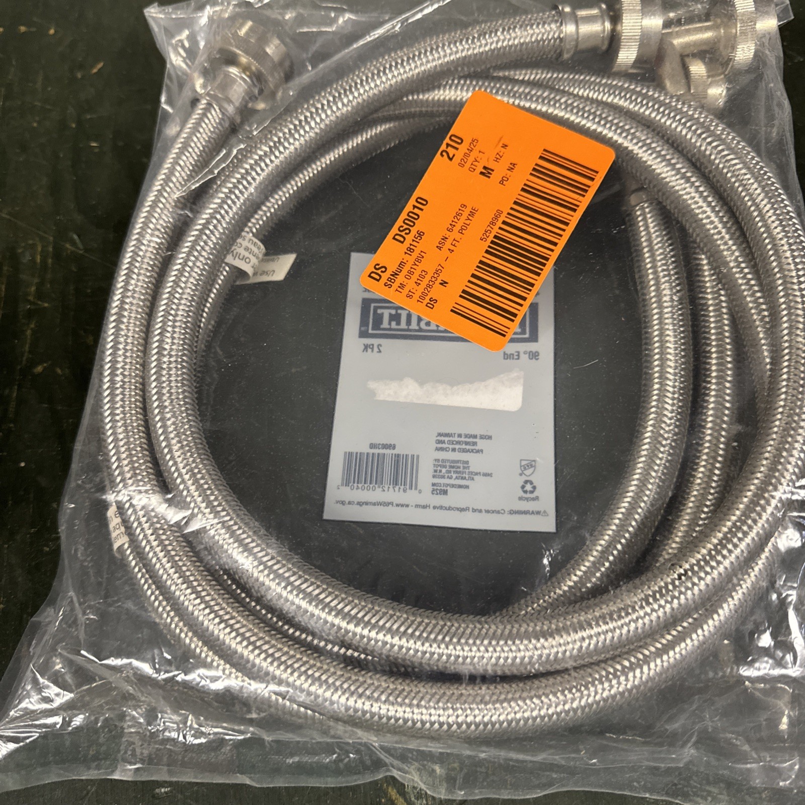 Everbilt 4 ft. Polymer Coated Stainless Steel Washing Machine Connector (2-Pack) gallery