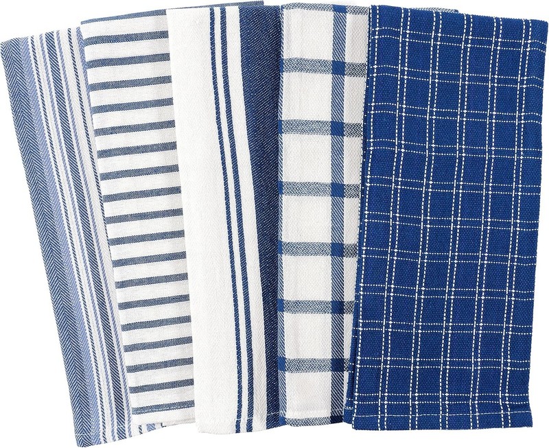Assorted 10 Pack Flat Kitchen Towels 100% Cotton Ultra Absorbent and Fast-Drying gallery