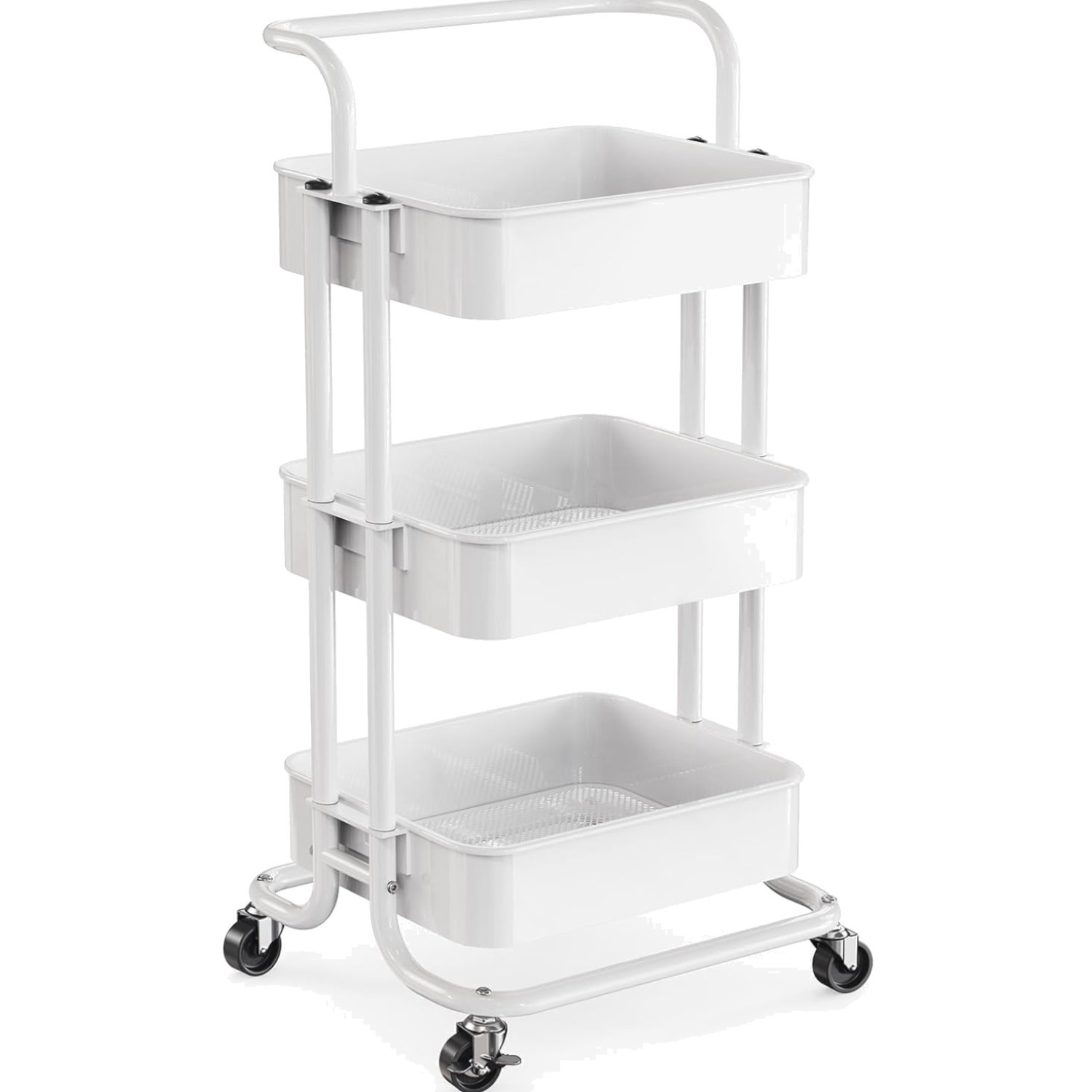 3 Tier Rolling Cart, Metal Utility Cart with Wheels and Handle, Rolling Stora... gallery