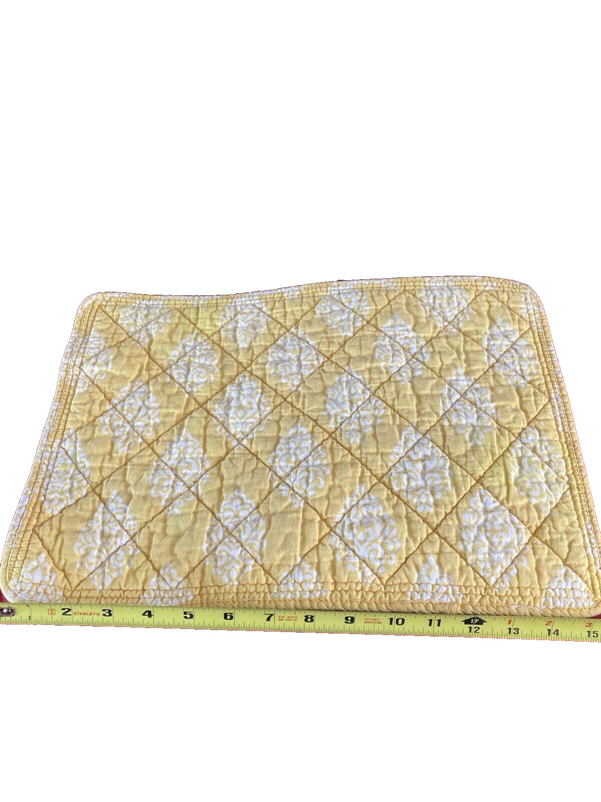 (4) Fabric Quilted Placemats 15x12 Cotton Yellow Cottage Core gallery