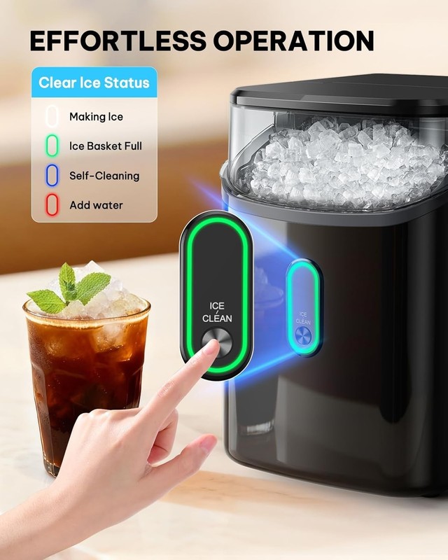 Compact Countertop Nugget Ice Maker for Quick Refreshing Drinks, 33lbs Capacity gallery