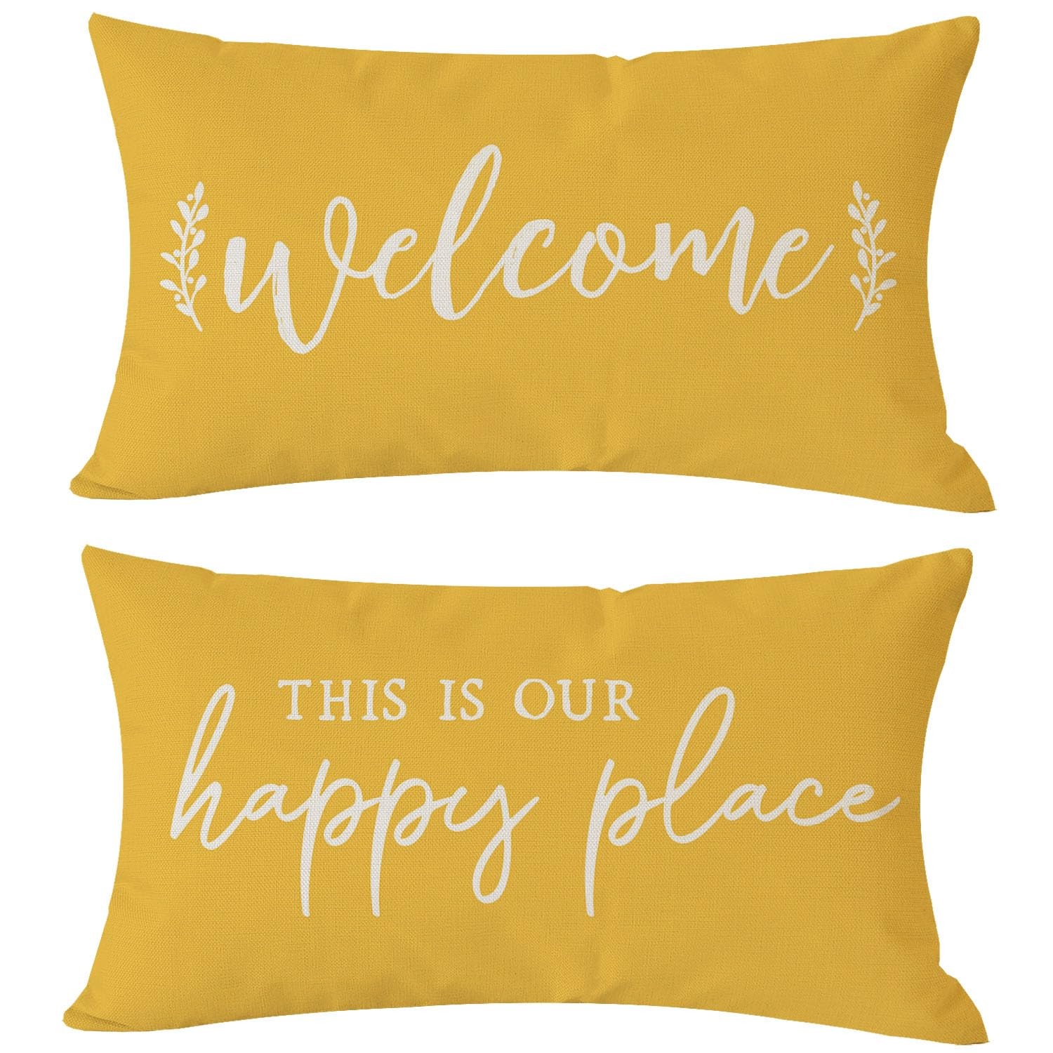 Farmhouse Lumbar Decorative Throw Pillow Covers 12x20 Set of 2 Welcome This i... gallery