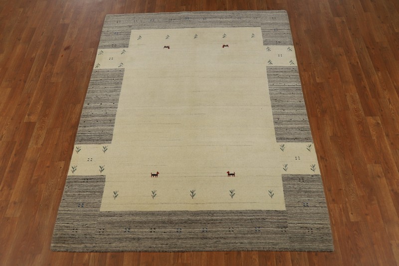 Bordered Stylish and Versatile Gabbeh Bedroom Rug Handmade Wool 5x6 ft gallery