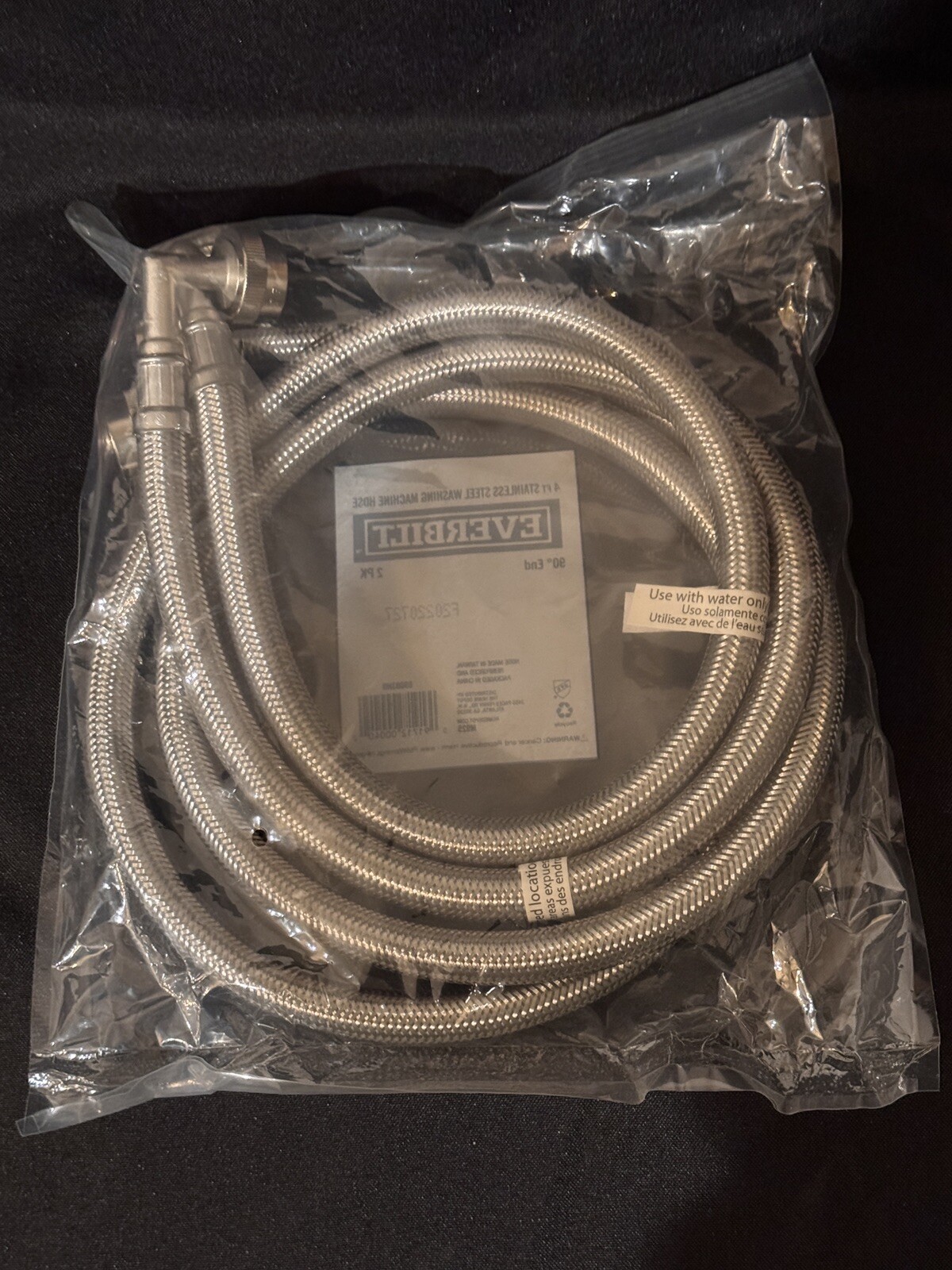 New Everbilt 4 ft. Stainless Steel Washing Machine Hose , 2 Pack, 90 Degree End gallery