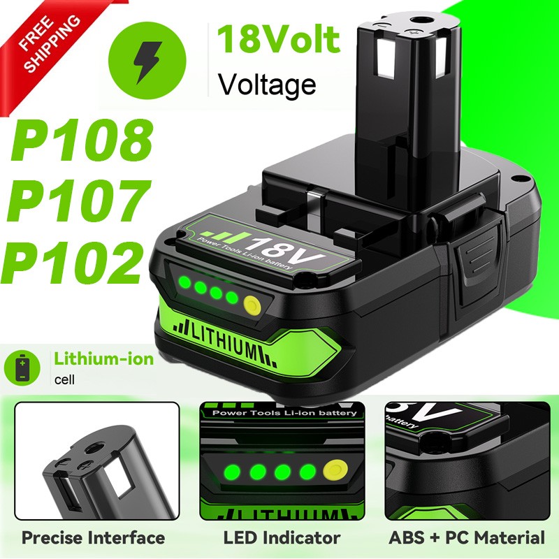 For RYOBI P108 18V One Plus High Capacity Battery Lithium-Ion Battery P102 NEW gallery