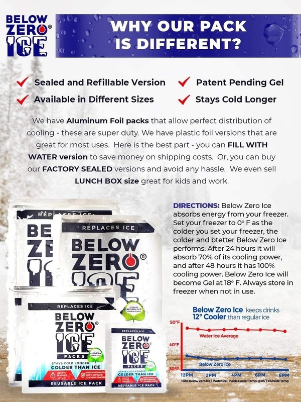 Below Zero Reusable Ice Packs 2-Pack 10x9in 48hr Cooler Freezer Blocks NEW! gallery
