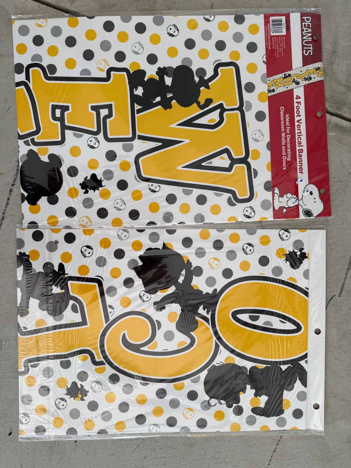 Eureka Peanuts 4 Foot Vertical Banner Lot Of 2 Peanuts Snoopy Classroom & Doors! gallery