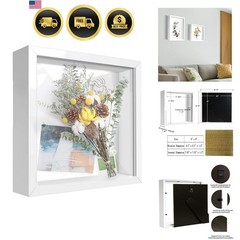 8×8 Shadow Box Frame Display Case with Letter Stickers, 3D Picture Frame, Dis…