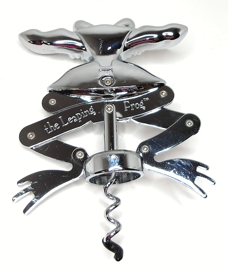 The Leaping Frog Corkscrew Bottle Opener, Chrome, Vintage gallery