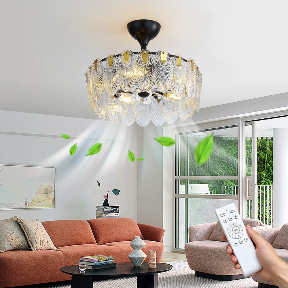 Crystal Ceiling Fans with Lights and Remote Dimmable Chandelier Ceiling Fan 55CM